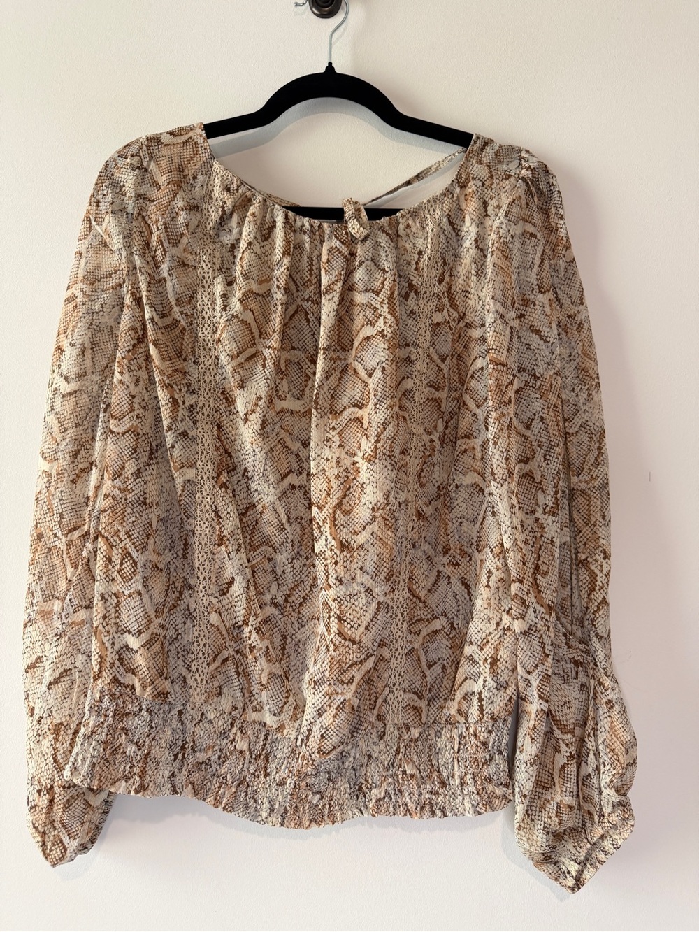Jessica Simpson Women’s Snake-Print Blouse in Beige and Brown